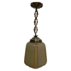 Art Deco Hanglamp Aan Ketting Met Beige Glazen Bol thumbnail 1