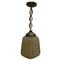 Art Deco Hanglamp Aan Ketting Met Beige Glazen Bol