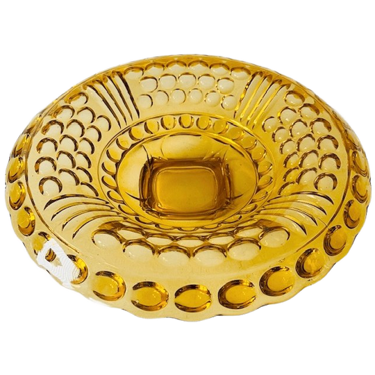 Antieke Amberkleurige Glazen Fruitschaal Van August Walther & Sons 1890’s 1