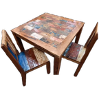 Mooie Eettafel Met 4 Bijpassende Stoelen Gemaakt Van Gerecyc thumbnail 1