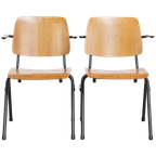 Set Van 2 Leuke Vintage Jaren ’60 Dutch Design Marko Bijzet/eetkamerstoelen Met Armleuningen thumbnail 1