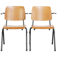 Set Van 2 Leuke Vintage Jaren ’60 Dutch Design Marko Bijzet/eetkamerstoelen Met Armleuningen