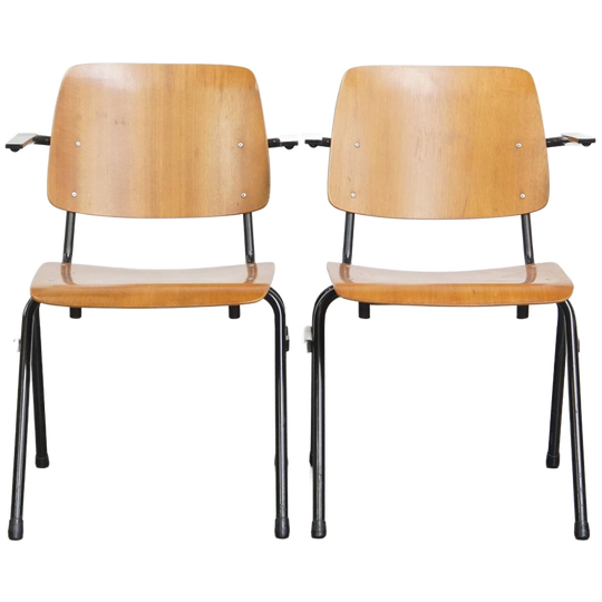 Set Van 2 Leuke Vintage Jaren ’60 Dutch Design Marko Bijzet/eetkamerstoelen Met Armleuningen 1