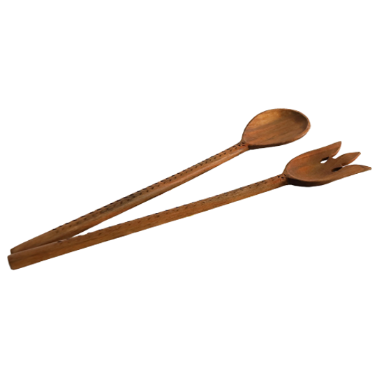 Vintage Houten Sla Bestek, Jaren '60/'70 1