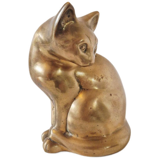 Grote Messing Kat Geel Koperen Kat Poes Beeld Vintage 1