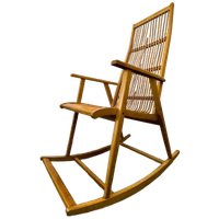 Vintage Design Schommelstoel Hout, Rotan - Hellerau