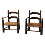 Pair Of Oak Armchairs By Charles Dudouyt thumbnail 1