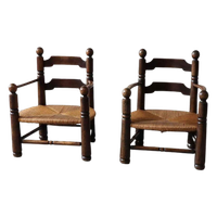 Pair Of Oak Armchairs By Charles Dudouyt