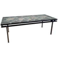 Mid Century Natuurstenen Tafel Met Zwevend Blad Design.