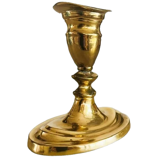 Vintage Messing Gouden Kandelaar Ovale Voet Baldwin 1970’s 1