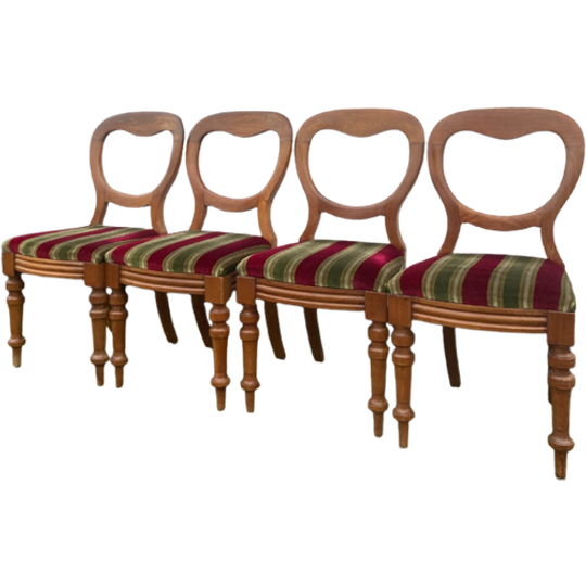 Set Van Vier Antiek Mahonie Eetkamerstoelen 1