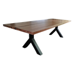 Massieve Notenhouten Tafel Met Stalen Poten thumbnail 1