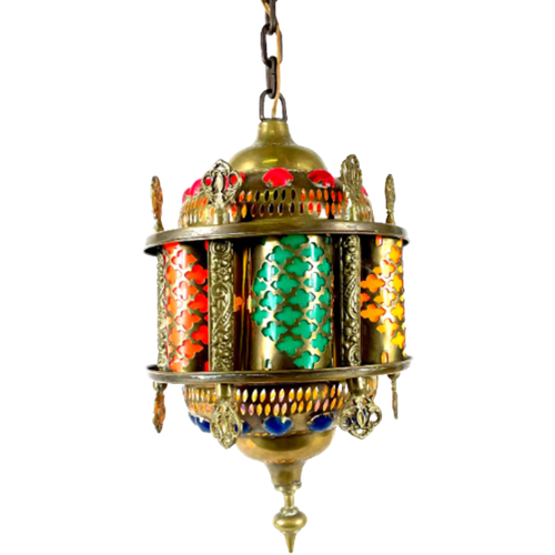 Arabian Hanging Pendant - Brass And Multicolored Pieces Of Plastic