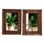 Set Van 2 Vintage Identieke Houten Spiegels In Ibiza Stijl thumbnail 1