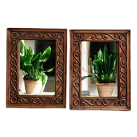 Set Van 2 Vintage Identieke Houten Spiegels In Ibiza Stijl