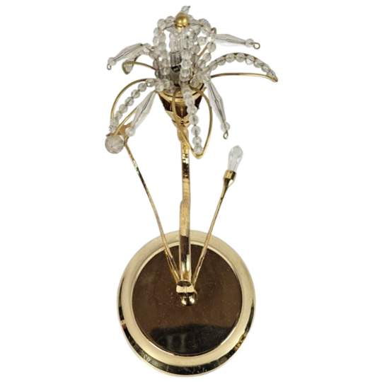 Hollywood Regency Stijl - Messing - Verguld - Kristal - Wandlamp - 80s 1