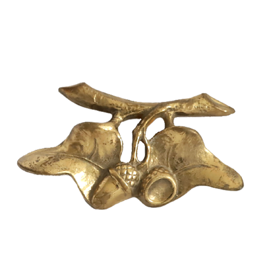Vintage Prachtig Bronzen Haard Ornament/versiering Eikenblad, Jaren '40/'50 1