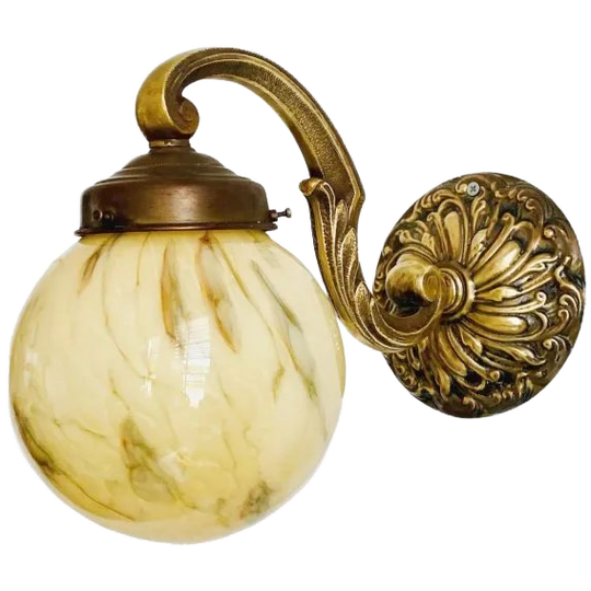 Art Deco Wandlamp Messing Opaline 1930’s 1