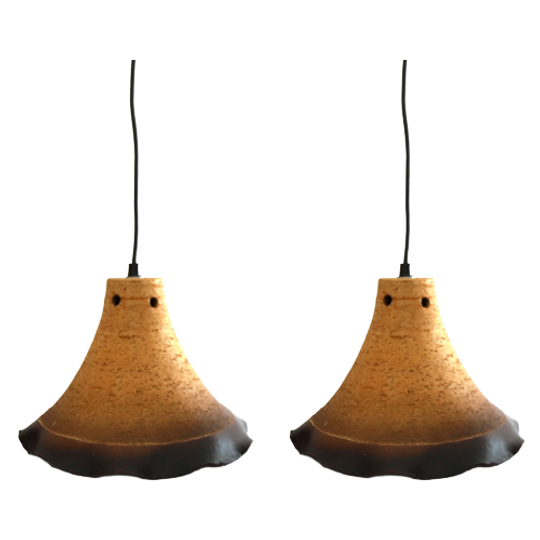 Set Van 2 Keramiek Lampen, West-germany Jaren '70 Prijs/set 1