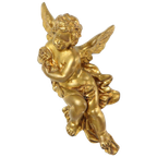 Grote Gouden Engel Cherubijn Putti Muur Decoratie Beeldje 30Cm thumbnail 1