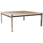 Salontafel Van Travertijn En Chroommetaal, 1970 thumbnail 1