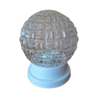 Vintage Plafoniere, Plafond Lamp, Helder Reliëf Glas