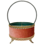 Brocante Wijnhouder Roze Fluweel Metaal Barok thumbnail 1