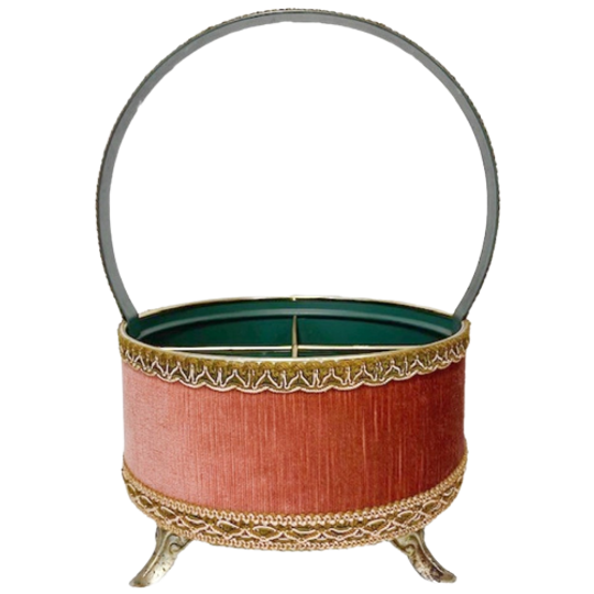 Brocante Wijnhouder Roze Fluweel Metaal Barok 1