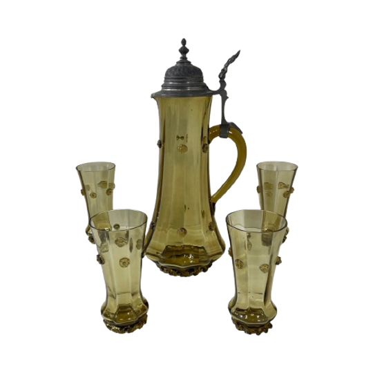 Gebruder Thanhausen Munchen / Theresienthaler Cristallglasfabrik - Antique Stein / Jug / Pitcher 1