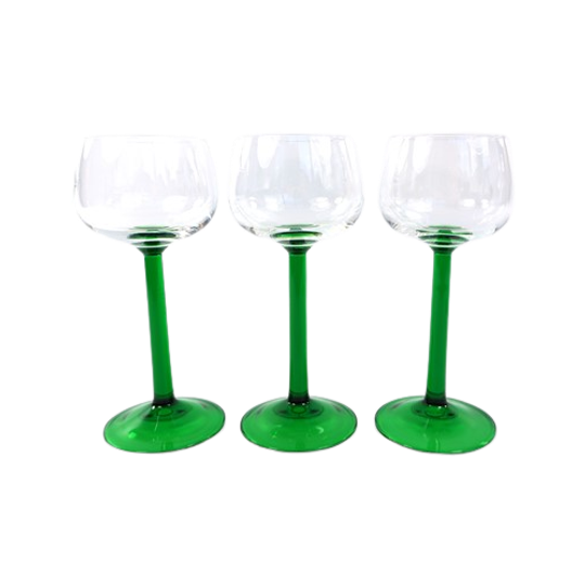 Vintage Wijnglazen Luminarc Groene Voet 1