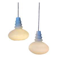 Pair Of White Frosted Glass Hanging Lamps From Peill And Putzler, 1960