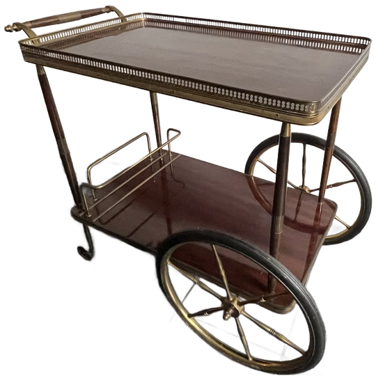 Vintage Mcm Serveerwagen Messing En Mahonie – Ca. 1940–1955 1