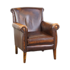Donkerbruine Rundleren Engelse Stijl Fauteuil/armchair Met Een Robuuste Uitstraling thumbnail 1