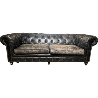 Gave Vintage Chesterfield 3 Zits Bank Zwart Leer