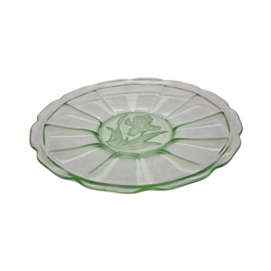 Art Deco Uranium Schaal Met Iris 1