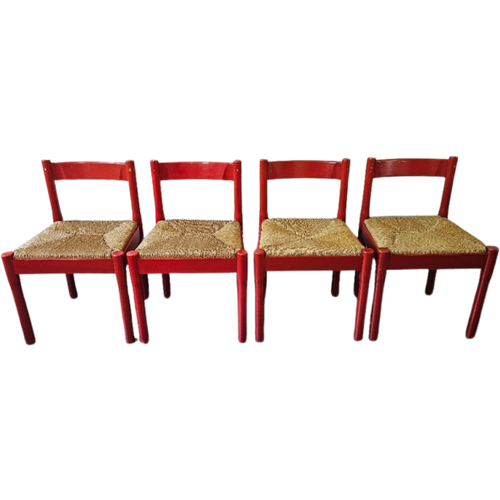 4 Vintage Rode Carimate Chairs Vico Magistretti Cassina