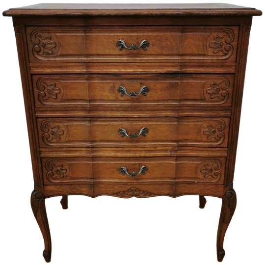 Vintage Houten Ladekastje Queen Ann Ladekast, Commode, Nachtkastje 1