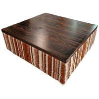 Verrijdbare Vintage Salontafel Palissander Chroom Wieltjes