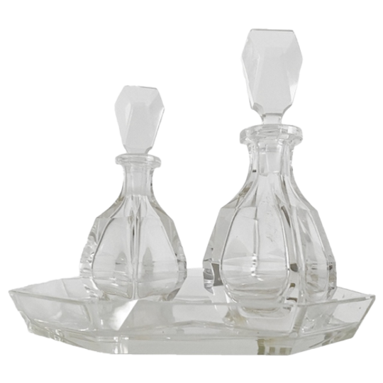 Artdeco Parfumflesjes Karafjes Set Kristal Met Dienblaadje 1920’s 1