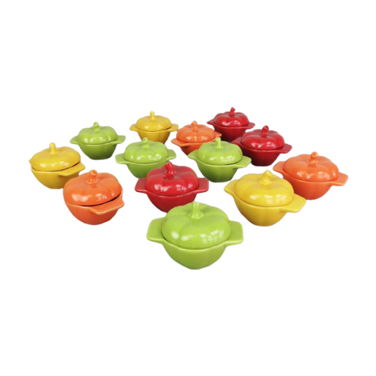 Kleurrijke Porseleinen Paprika Potjes. Prijs Voor De Set 1