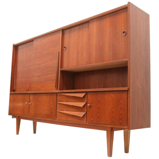 Vintage Highboard / Wandmeubel / Dressoir Van Teakhout Uit De Jaren ’60 1