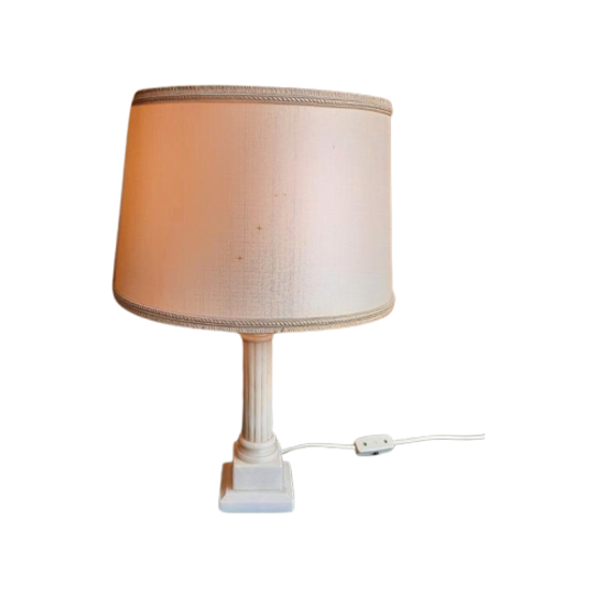 Vintage Tafellampje, Schemerlamp, Lamp, Lampje Albast Voet 1
