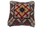 Vintage Geknoopt Wollen Kussen Blauw Oranje Beige thumbnail 1