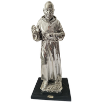 Italian Padre Pio Sculpture Silver Plated Argenti 925 Rare