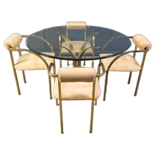 Vintage Brass Dining Set By Belgochrom, 1970s 1