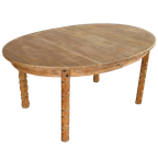 Brutalist Ovale Eettafel | Vintage Tafel | Eiken | Verlengbaar thumbnail 1