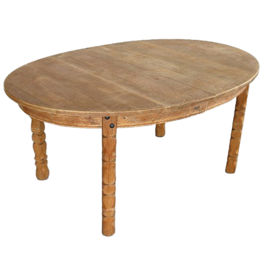 Brutalist Ovale Eettafel | Vintage Tafel | Eiken | Verlengbaar 1