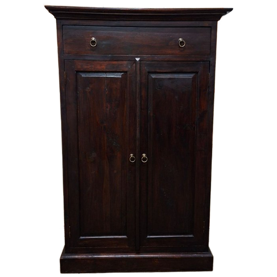 Koloniaal Teakhouten Ladekast, Meidenkast, Commode Afm: 90x44cm En 140cm Hoog. 1