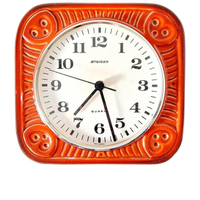 Vintage Keramieke Klok Staiger Quartz Oranje Klok Jaren 70
