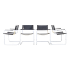 4X Eetkamerstoel Bauhaus Style 1980S Leer Zwart thumbnail 1
